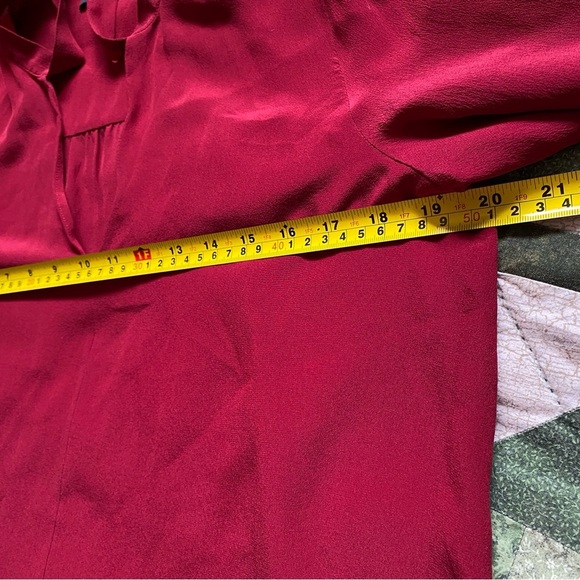 Madewell Tie-Neck Blouse Size Small Red 100%Silk Office Work Casual Feminine - Picture 10 of 11